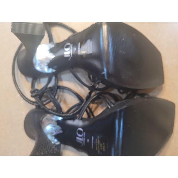 JLo Blk Strappy Heels 5" Square Toe Sz 7M - Picture 8 of 8